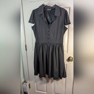 Sourpuss Black Button-Front Midi Dress